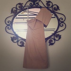 Tan 1-shoulder dress